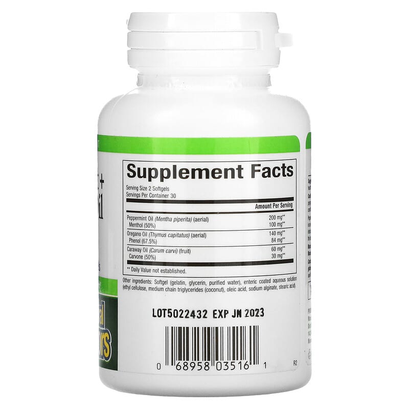 Natural Factors, Peppermint + Oregano Oil Complex, 60 Enteric Coated Softgels