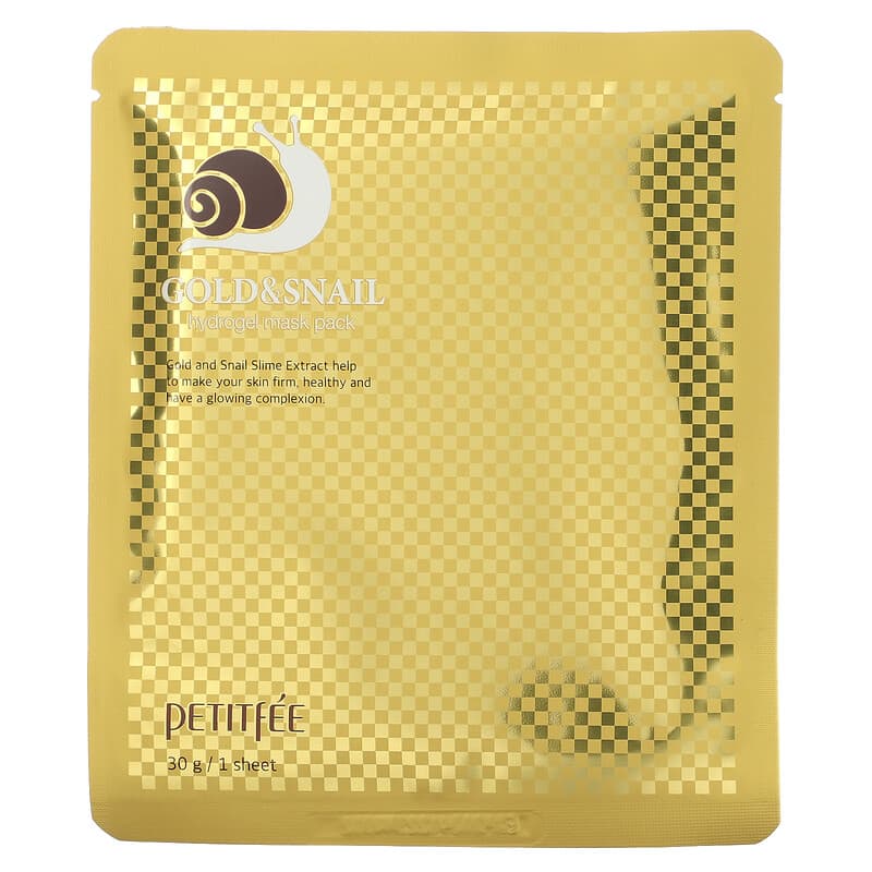 Petitfee, Gold &amp; Snail Hydrogel Beauty Mask Pack, 5 Sheets, 1.05 oz (30 g) Each