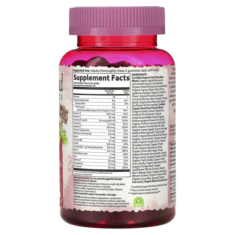 Garden of Life, Organics, Women's Multi 40+ Gummies, Organic Berry, 120 Vegan Gummy Drops