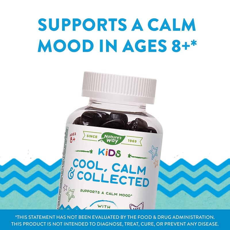 Nature's Way, Kids, Cool &amp; Calm Gummy, Ages 8 +, Grape, 40 Gummies
