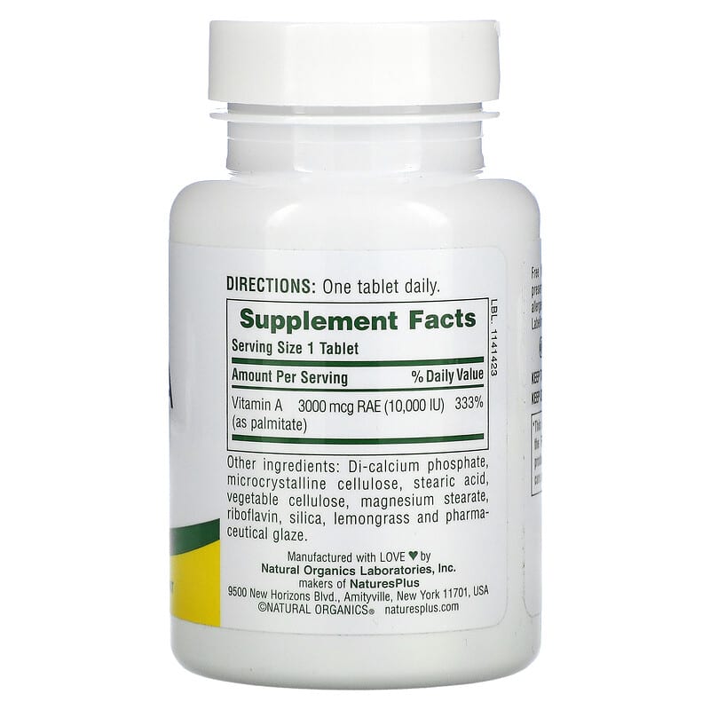 NaturesPlus, Water-Dispersible Vitamin A, 90 Tablets