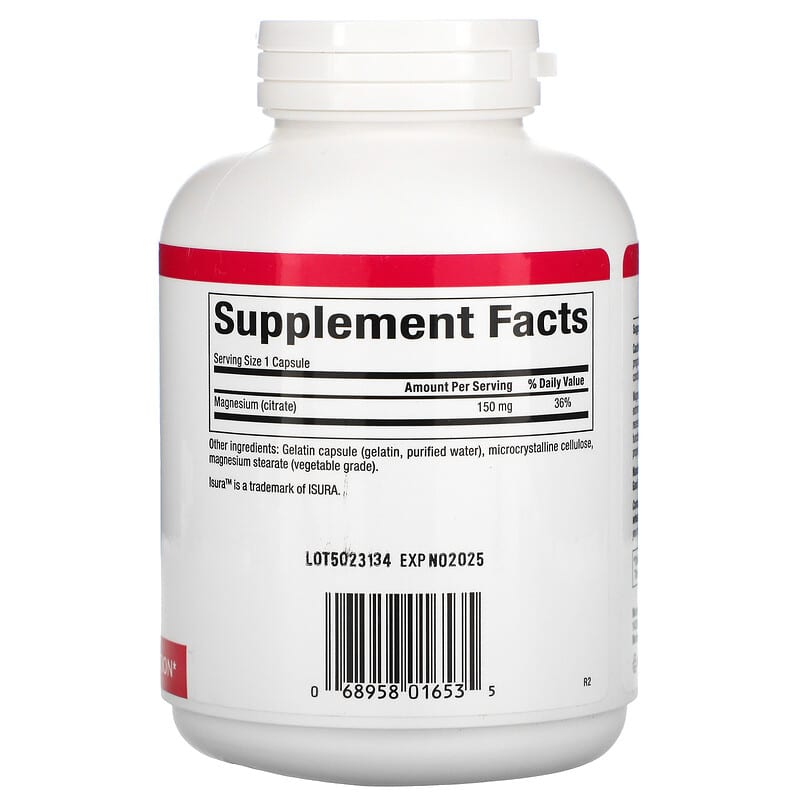 Natural Factors, Magnesium Citrate, 180 Capsules (150 mg Per capsule)