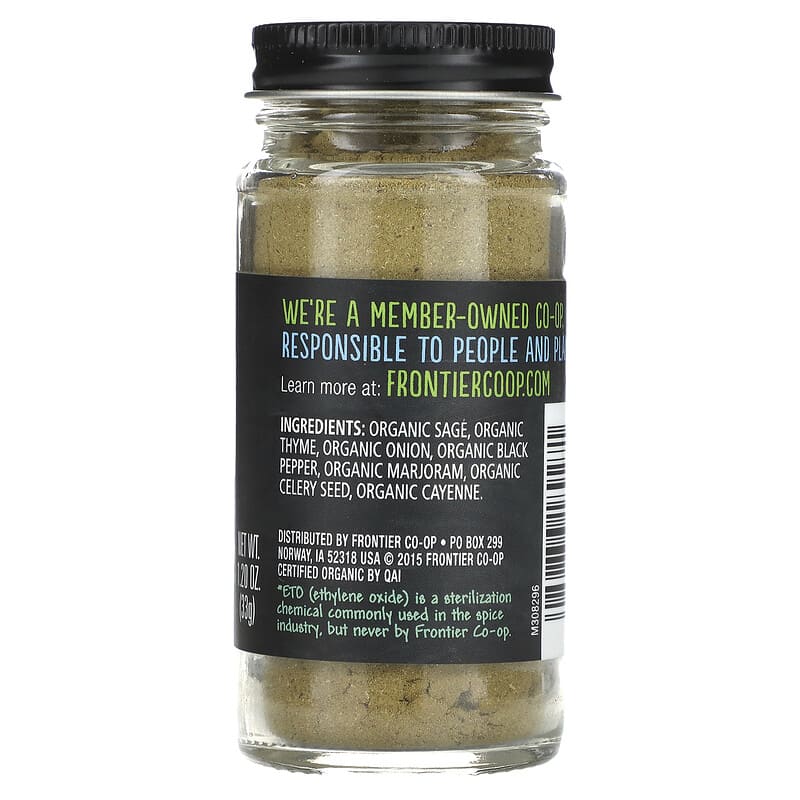 Frontier Co-op, Organic Poultry Seasoning With Sage, Thyme &amp; Onion, 1.2 oz (33 g)