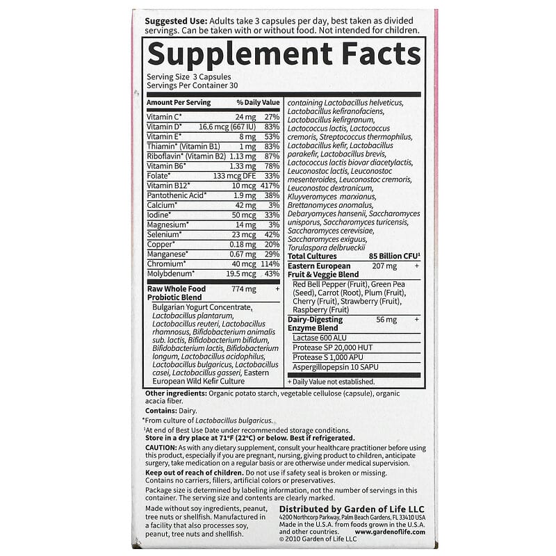 Garden of Life, RAW Probiotics, Women 50 &amp; Wiser, 90 Vegetarian Capsules