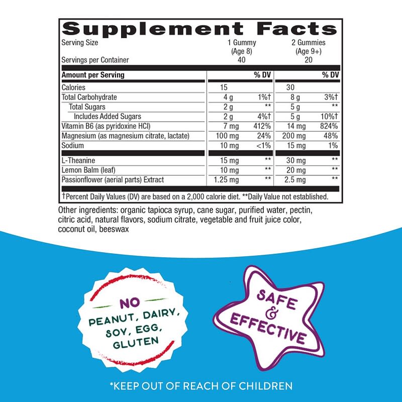 Nature's Way, Kids, Cool &amp; Calm Gummy, Ages 8 +, Grape, 40 Gummies