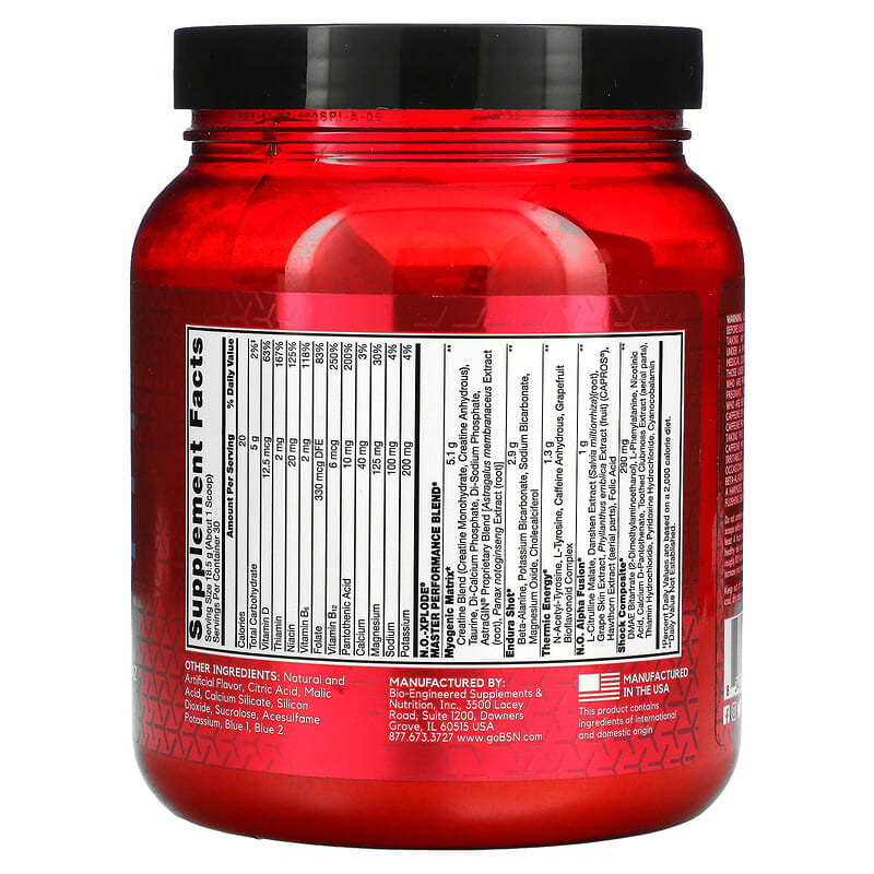 BSN, N.O.-Xplode®, Legendary Pre-Workout, Blue Raz, 1.22 lbs (555 g)