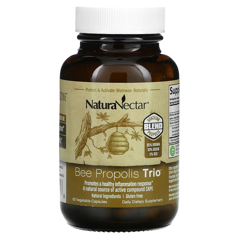 NaturaNectar, Bee Propolis Trio, 60 Vegetable Capsules