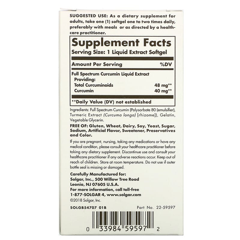 Solgar, Full Spectrum Curcumin, 30 LiCaps
