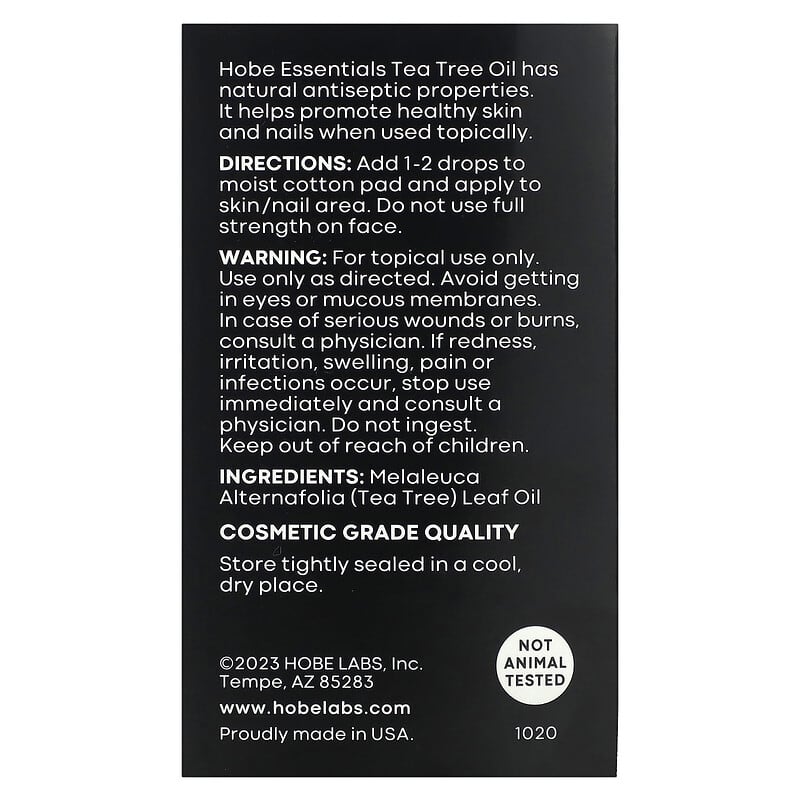 Hobe Labs, Essentials, Tea Tree Oil, 2 fl oz (59 ml)