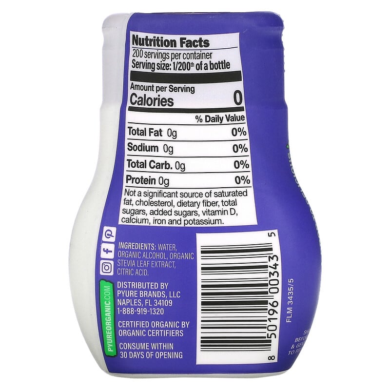 Pyure, Organic Liquid Stevia Sweetener, Simply Sweet, 1.8 fl oz (53 ml)
