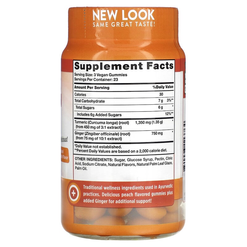 Nature's Truth, Turmeric Curcumin + Ginger Gummies , Delicious Peach, 70 Gummies