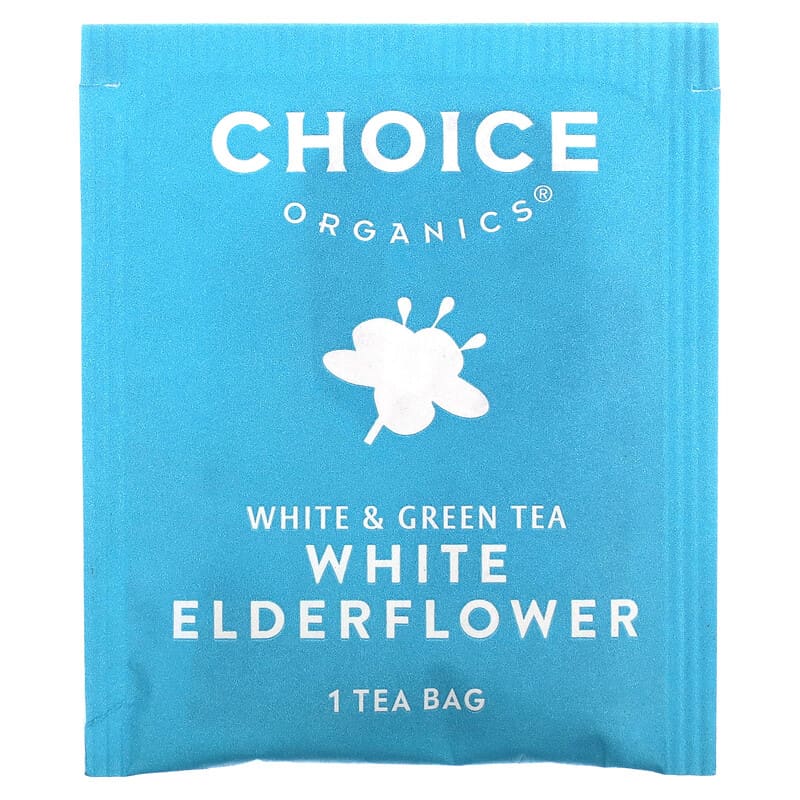 Choice Organic Teas, White &amp; Green Tea, White Elderflower, 16 Tea Bags, 0.85 oz (24 g)