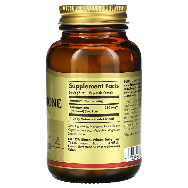 Solgar, Reduced L-Glutathione, 250 mg, 60 Vegetable Capsules