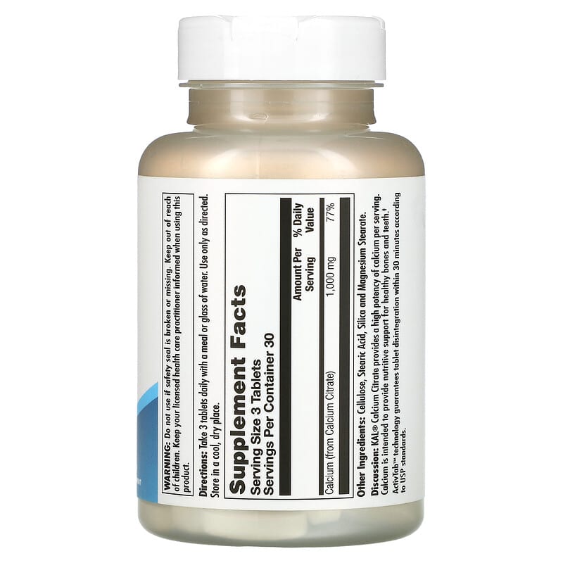 KAL, Calcium Citrate 1000, 90 Tablets (333 mg per Tablet)