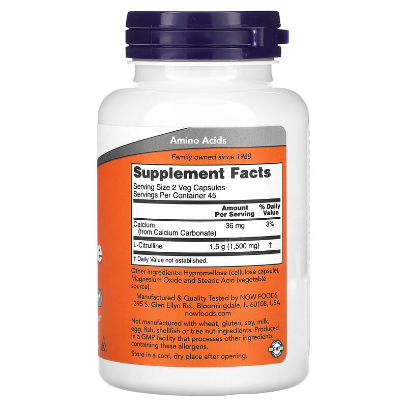 NOW Foods, L-Citrulline, 750 mg, 90 Veg Capsules