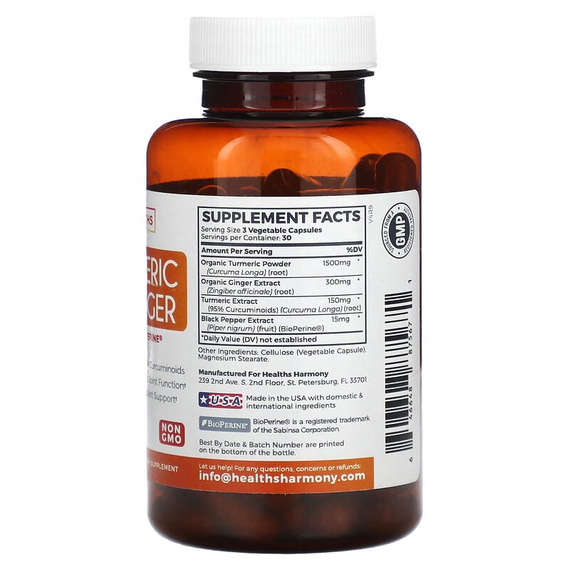 Healths Harmony, Turmeric &amp; Ginger, 90 Capsules