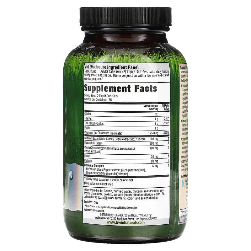 Irwin Naturals, 3-in-1 Carb Blocker®, Maximum Strength, 150 Liquid Soft-Gels