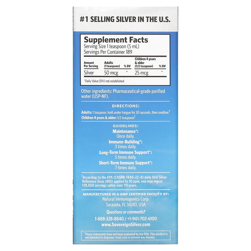 Sovereign Silver, Bio-Active Silver Hydrosol, 10 PPM, 32 fl oz (946 ml)