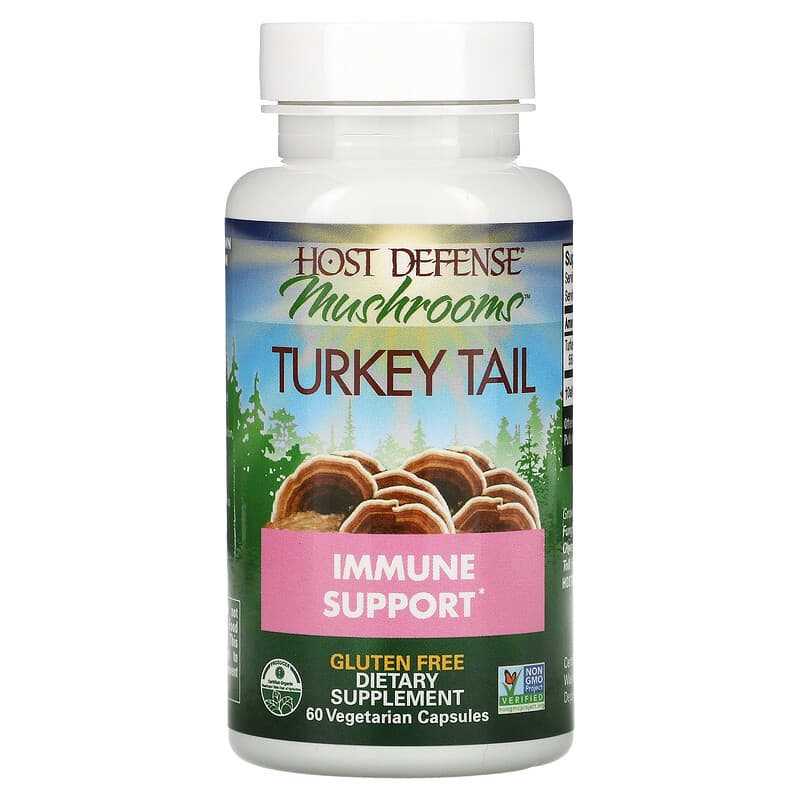 Host Defense, Mushrooms, Turkey Tail, 60 Capsules (0.5 g per Capsule)