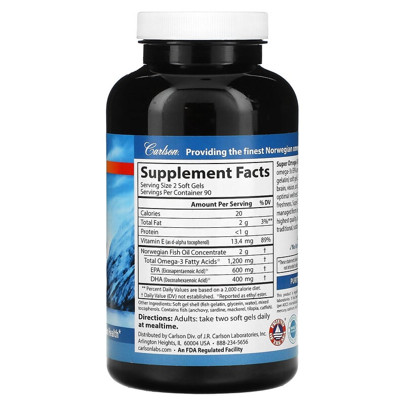 Carlson, Norwegian, Super Omega-3 Gems, 180 Soft Gels