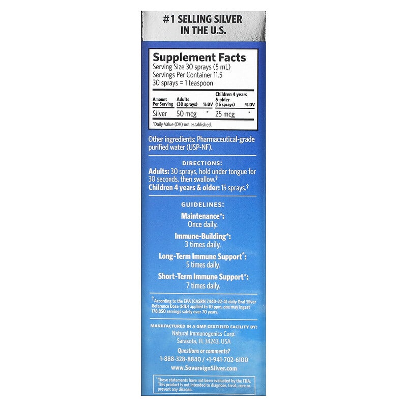 Sovereign Silver, Bio-Active Silver Hydrosol, Fine Mist Spray, 10 PPM, 2 fl oz (59 ml)