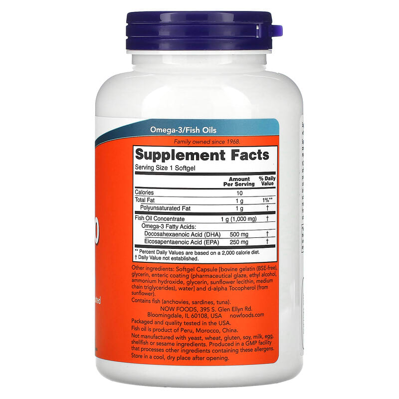 NOW Foods, DHA-500 Fish Oil, 180 Softgels