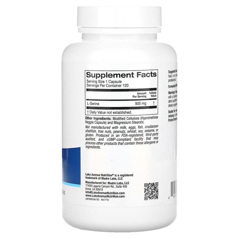 California Gold Nutrition, L-Serine, 900 mg, 120 Veggie Capsules