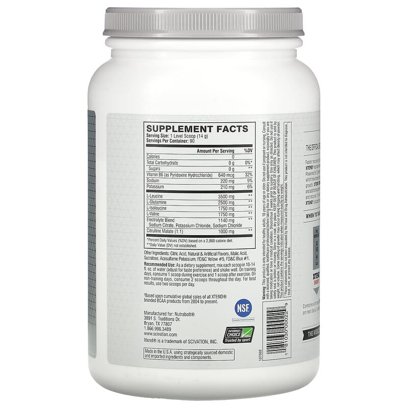 XTEND, 7G BCAA, Lemon-Lime Squeeze, 2.68 lbs (1.22 kg)
