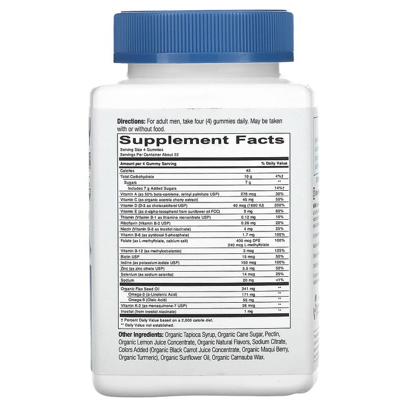 SmartyPants, Organic, Men's Multi &amp; Omegas Gummies, Raspberry, Orange, and Cherry, 90 Organic Gummies
