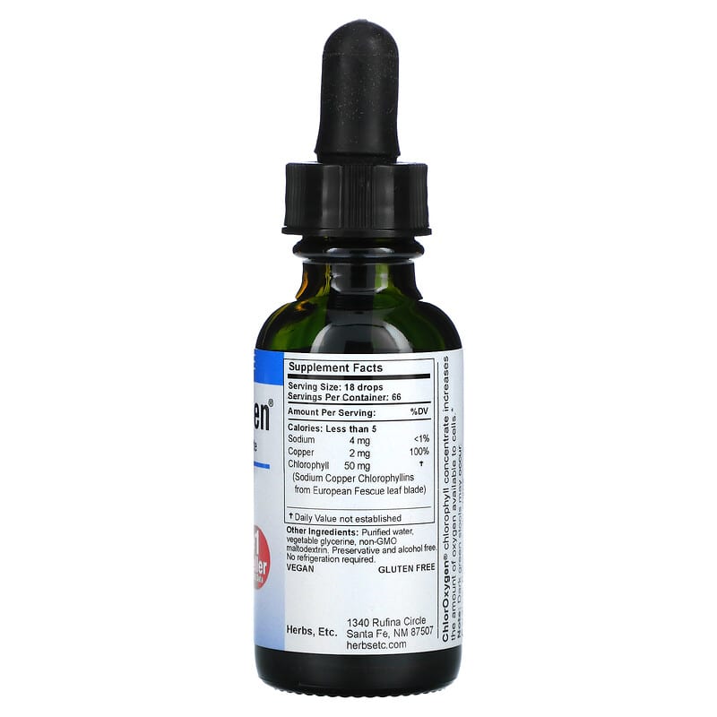 Herbs Etc., ChlorOxygen®, Chlorophyll Concentrate, Alcohol Free, 1 fl oz (30 ml)