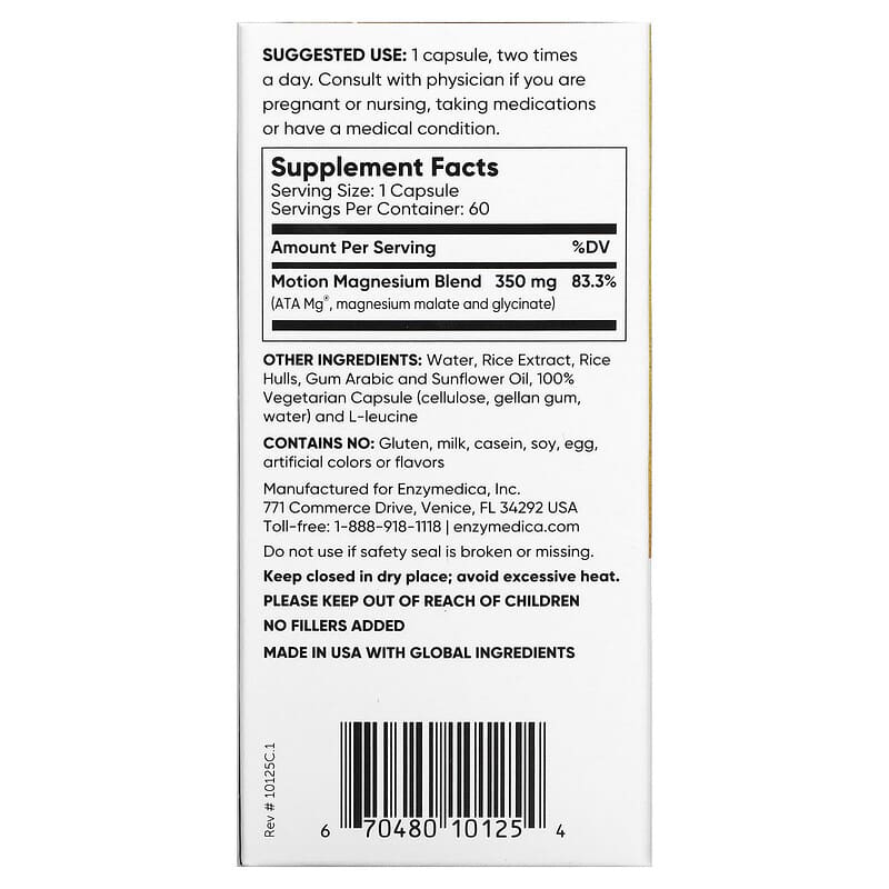 Enzymedica, Motion, Magnesium , 60 Capsules