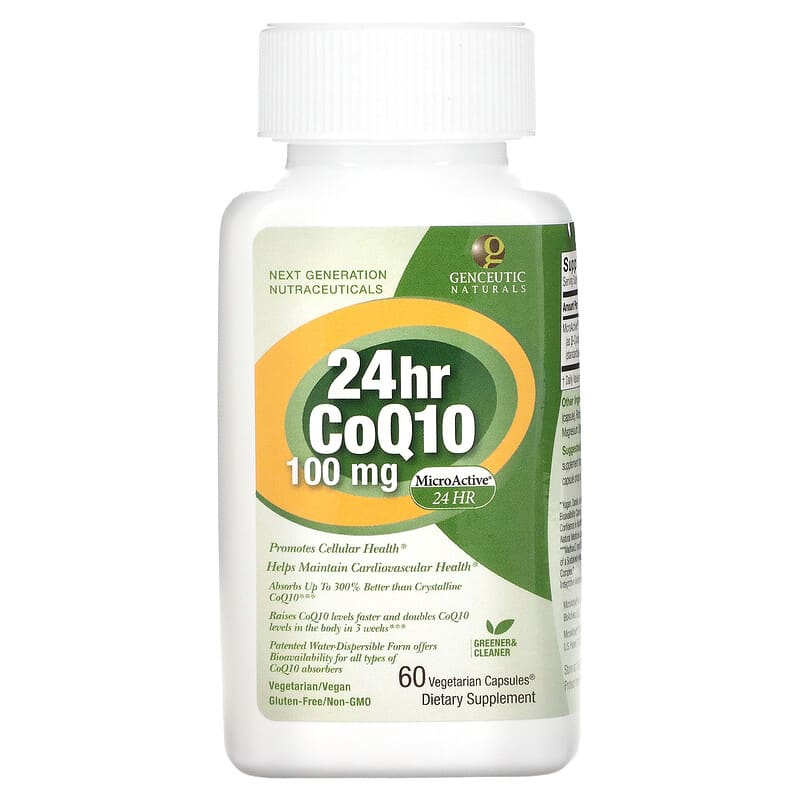 Genceutic Naturals, 24hr CoQ10, 100 mg, 60 Vegetarian Capsules®