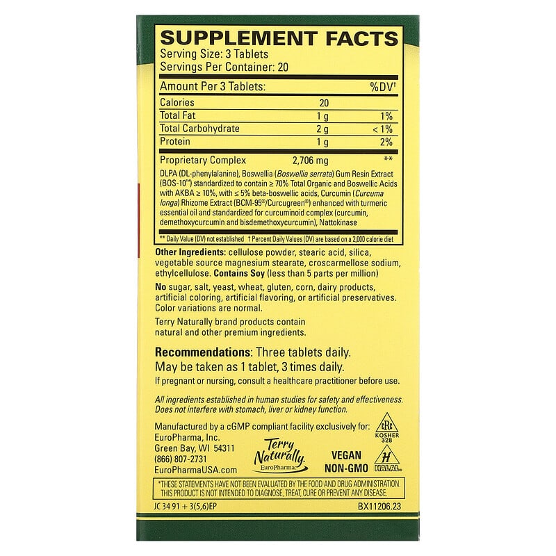 Terry Naturally, Curamin, Pain Relief, 60 Tablets