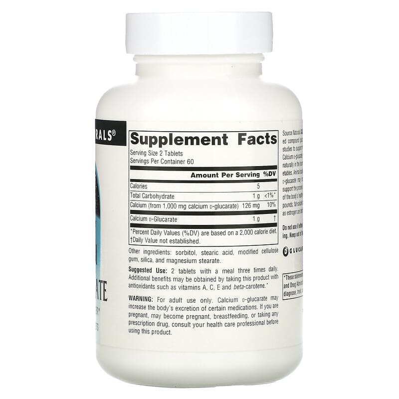 Source Naturals, Calcium D-Glucarate, 120 Tablets (500 mg per Tablet)