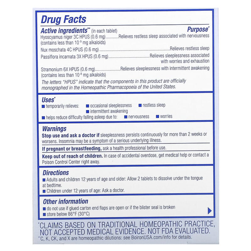 Boiron, SleepCalm®, Unflavored, 60 Meltaway Tablets