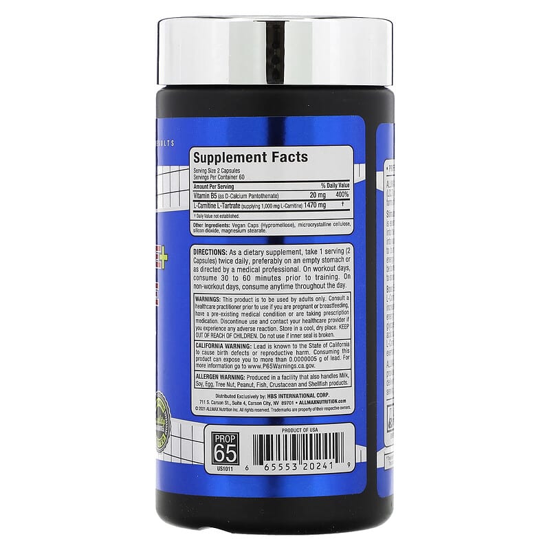 ALLMAX, Essentials, L-Carnitine + Tartrate, 120 Capsules