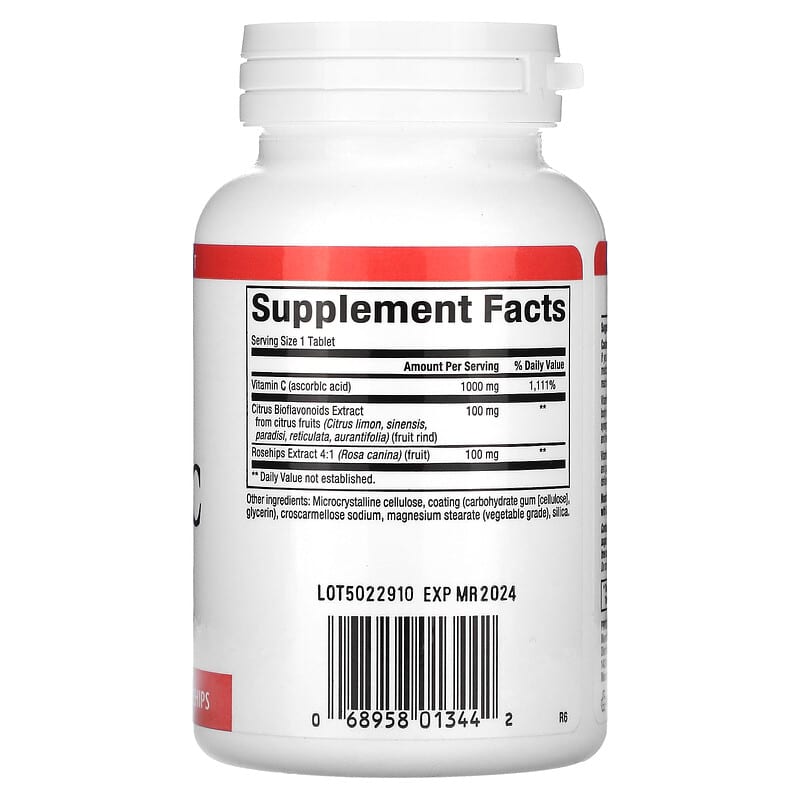 Natural Factors, Vitamin C, Plus Bioflavonoids &amp; Rosehips, 1,000 mg, 90 Tablets