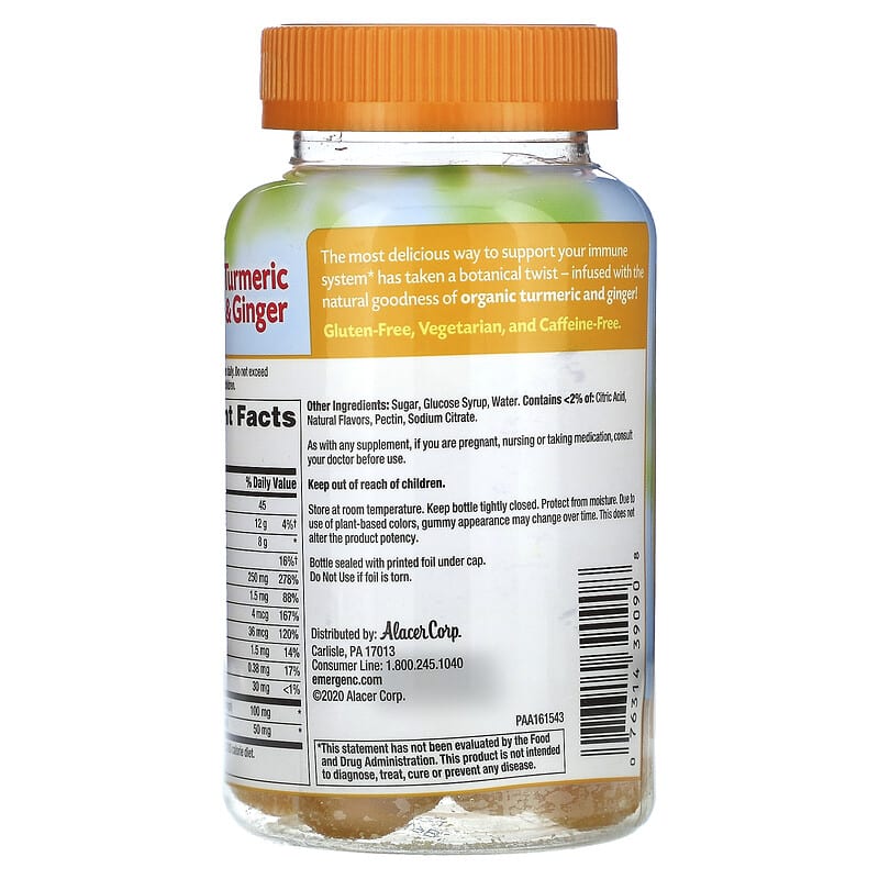 Emergen-C, Turmeric &amp; Ginger, Citrus-Ginger, 36 Gummies