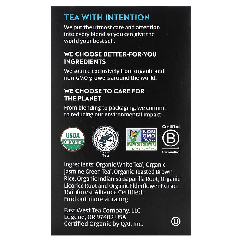 Choice Organic Teas, White &amp; Green Tea, White Elderflower, 16 Tea Bags, 0.85 oz (24 g)
