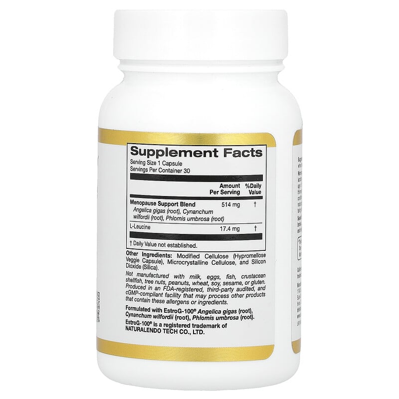 California Gold Nutrition, Beauty, Menopause Support with Angelica gigas, Cynanchum wilfordii, Phlomis umbrosa and L-Leucine, 30 Veggie Capsules