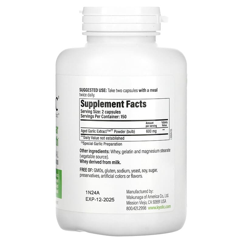 Kyolic, Aged Garlic Extract, Cardiovascular Health, Original Formula 100, 300 Capsules (300 mg per Capsule)