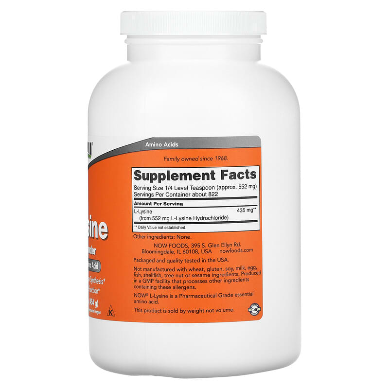 NOW Foods, L-Lysine Pure Powder, 1 lb (454 g)