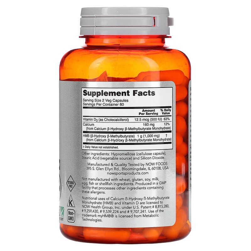NOW Foods, Sports, HMB, 500 mg, 120 Veg Capsules