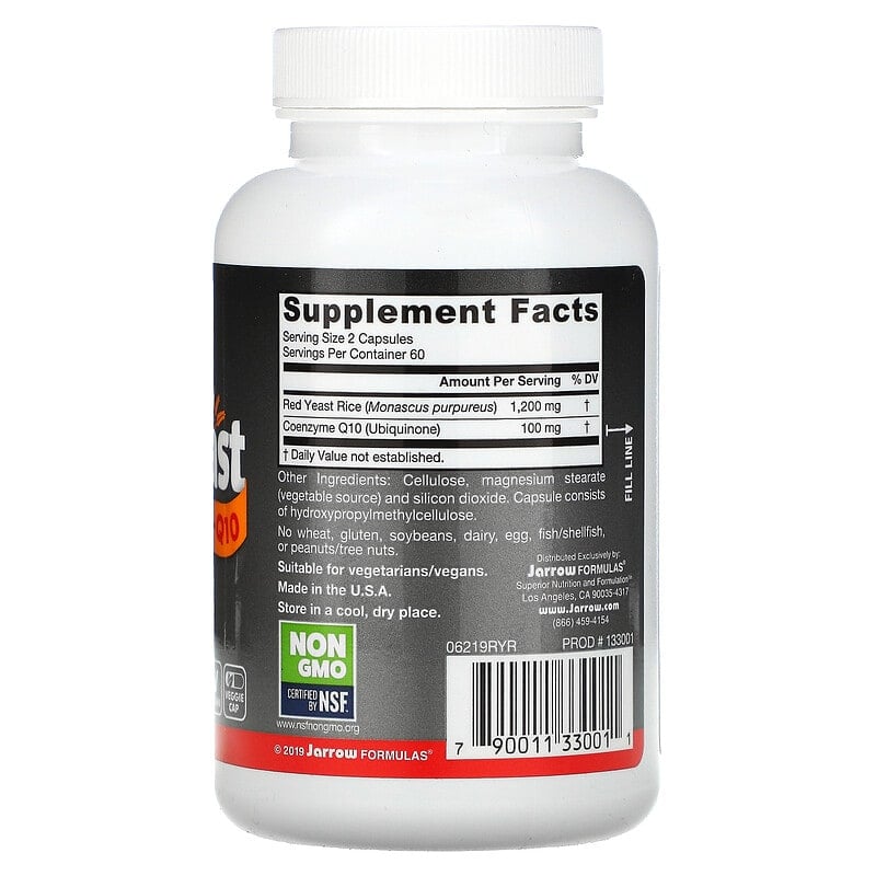 Jarrow Formulas, Vegan Red Yeast Rice + Co-Q10, 120 Veggie Capsules