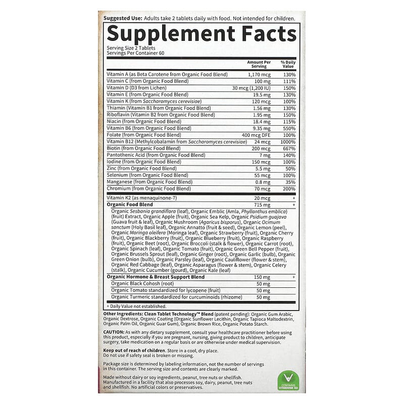 Garden of Life, Organics, Women's Multi 40+, 120 Vegan Tablets