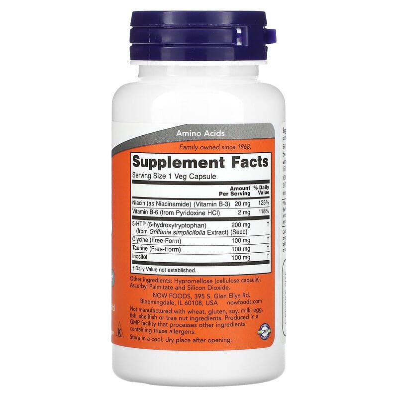 NOW Foods, 5-HTP, 200 mg, 60 Veg Capsules