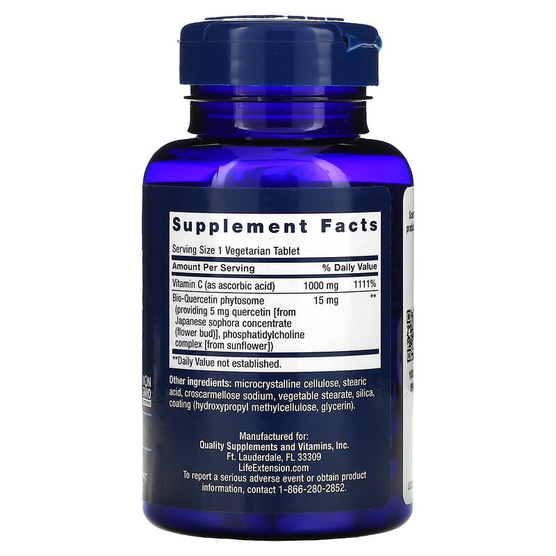 Life Extension, Vitamin C and Bio-Quercetin, 60 Vegetarian Tablets