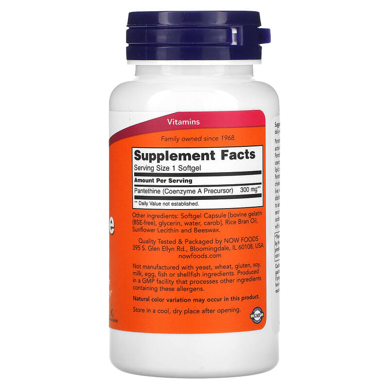 NOW Foods, Pantethine, 300 mg, 60 Softgels