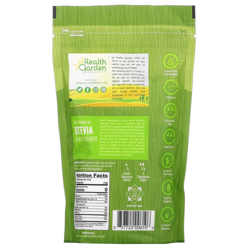 Health Garden, Stevia With Erythritol, 12 oz (341 g)