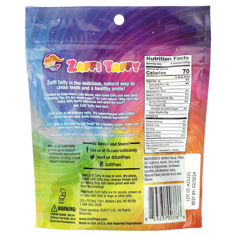 Zollipops, Zaffi® Taffy, Delicious Fruit, 3 oz (85 g)